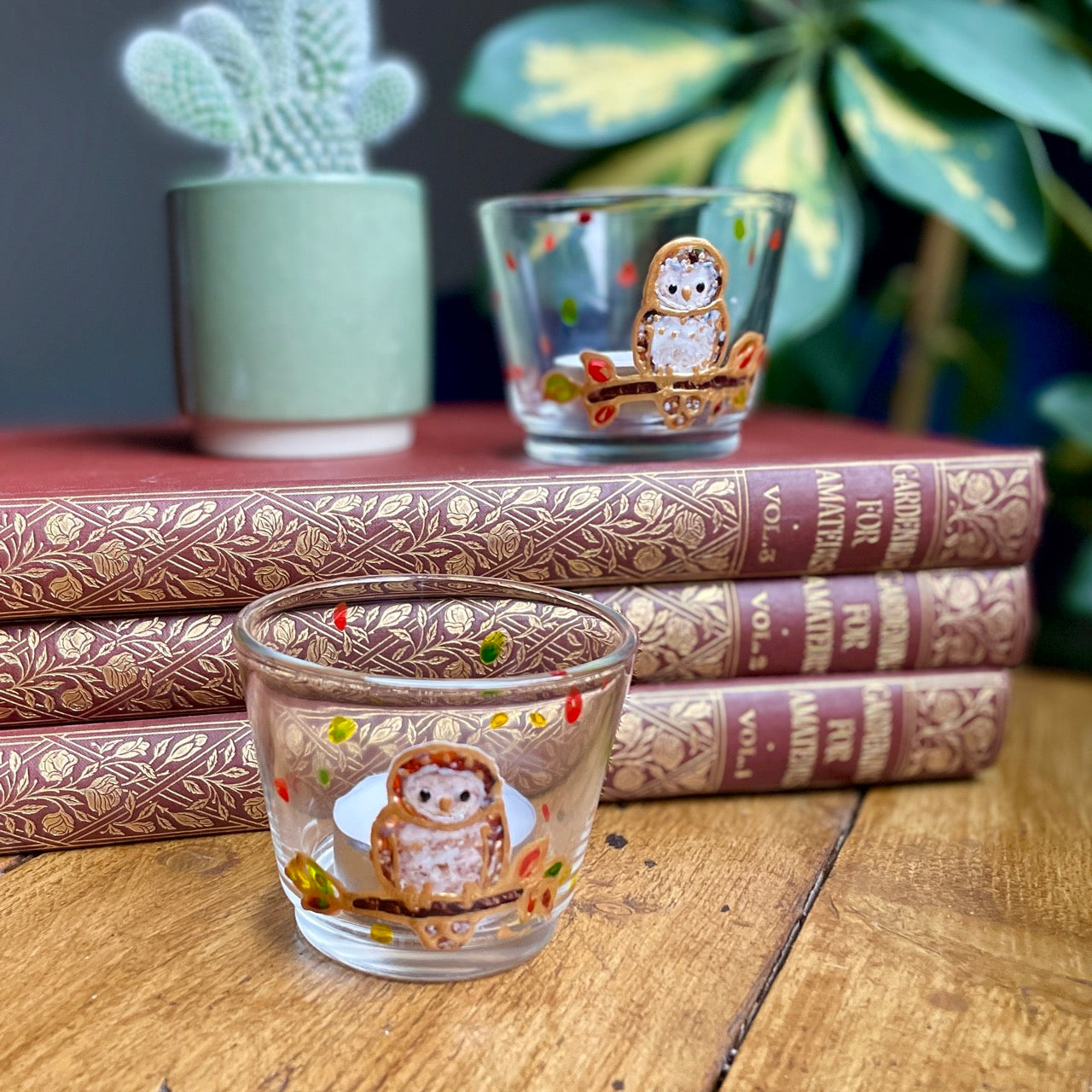 Owl in autumn~ Tealight candleholder