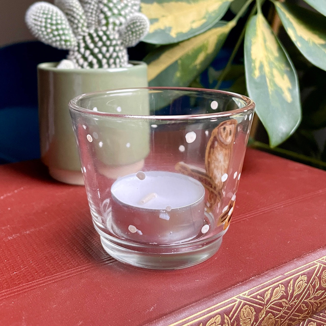 Owl in snow~ Tealight candleholder