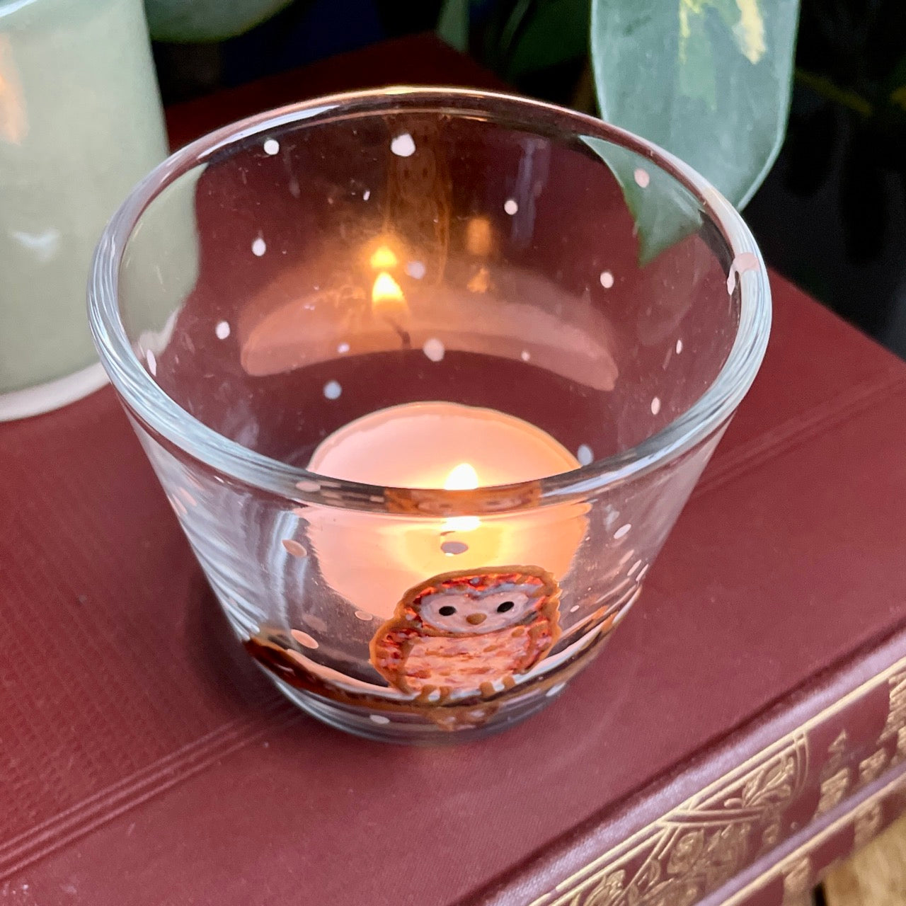Owl in snow~ Tealight candleholder