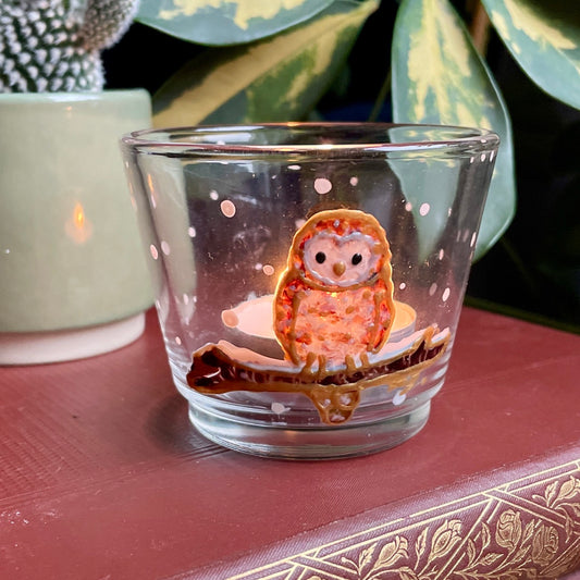 Owl in snow~ Tealight candleholder