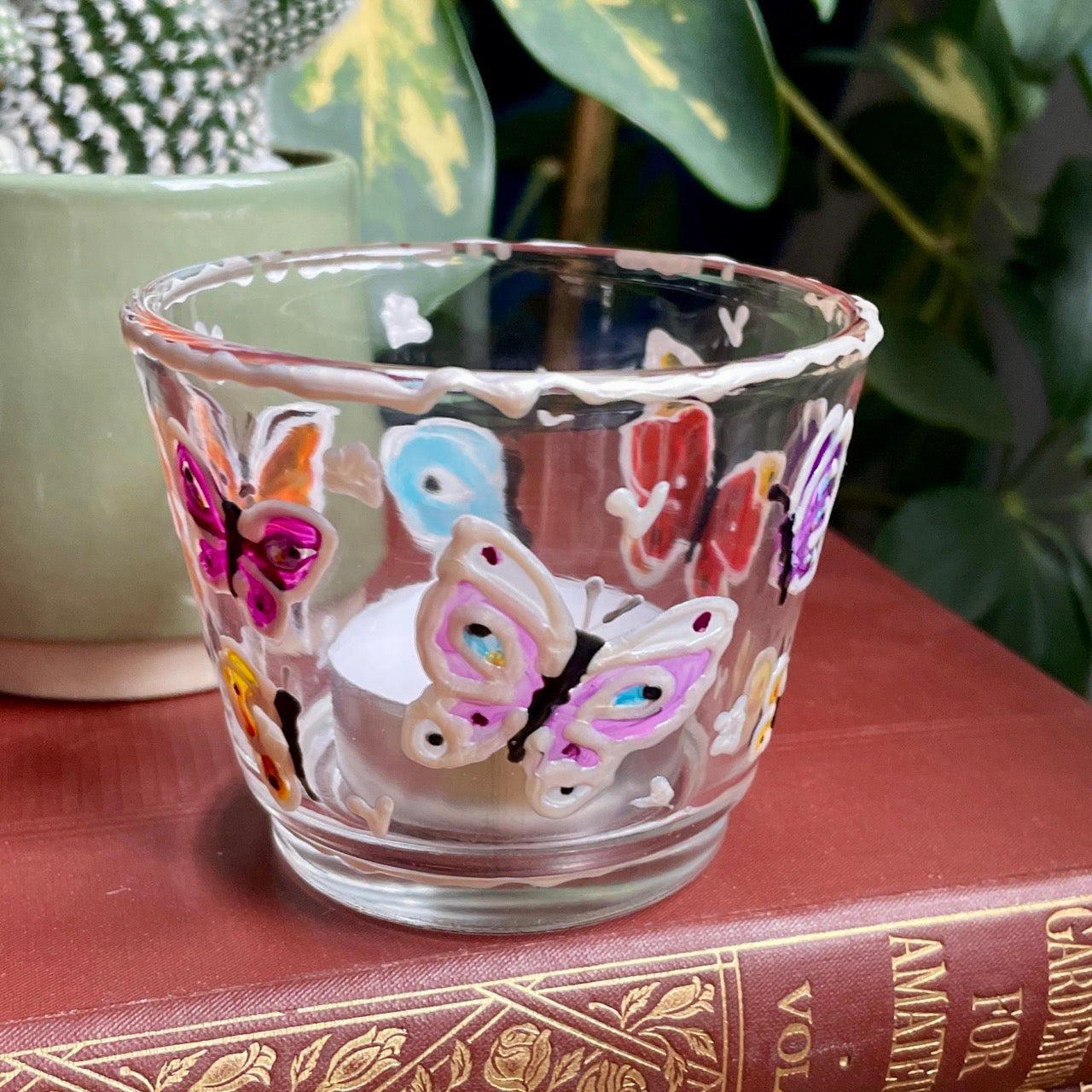 Rainbow butterfly~ Tealight candleholder