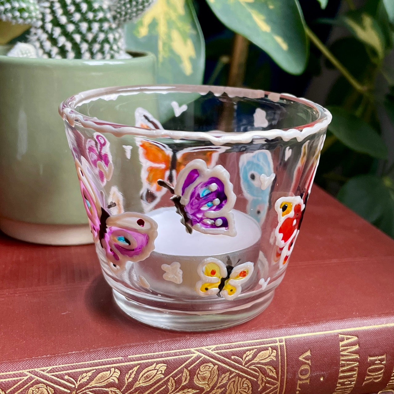 Rainbow butterfly~ Tealight candleholder