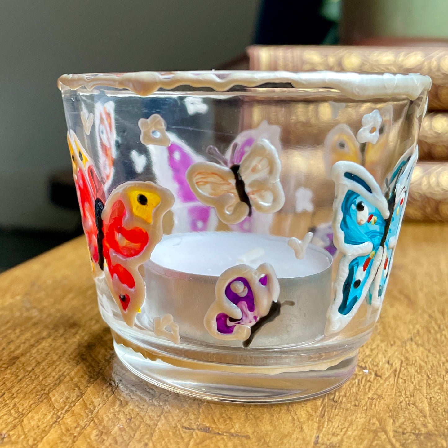 Rainbow butterfly~ Tealight candleholder