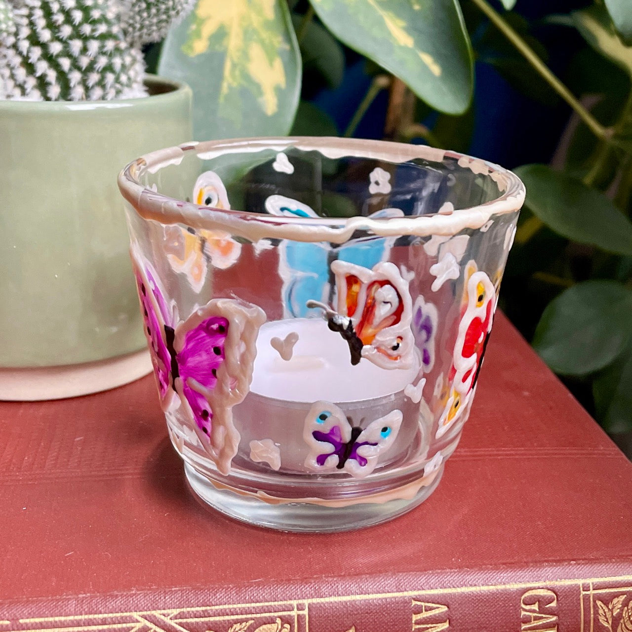 Rainbow butterfly~ Tealight candleholder