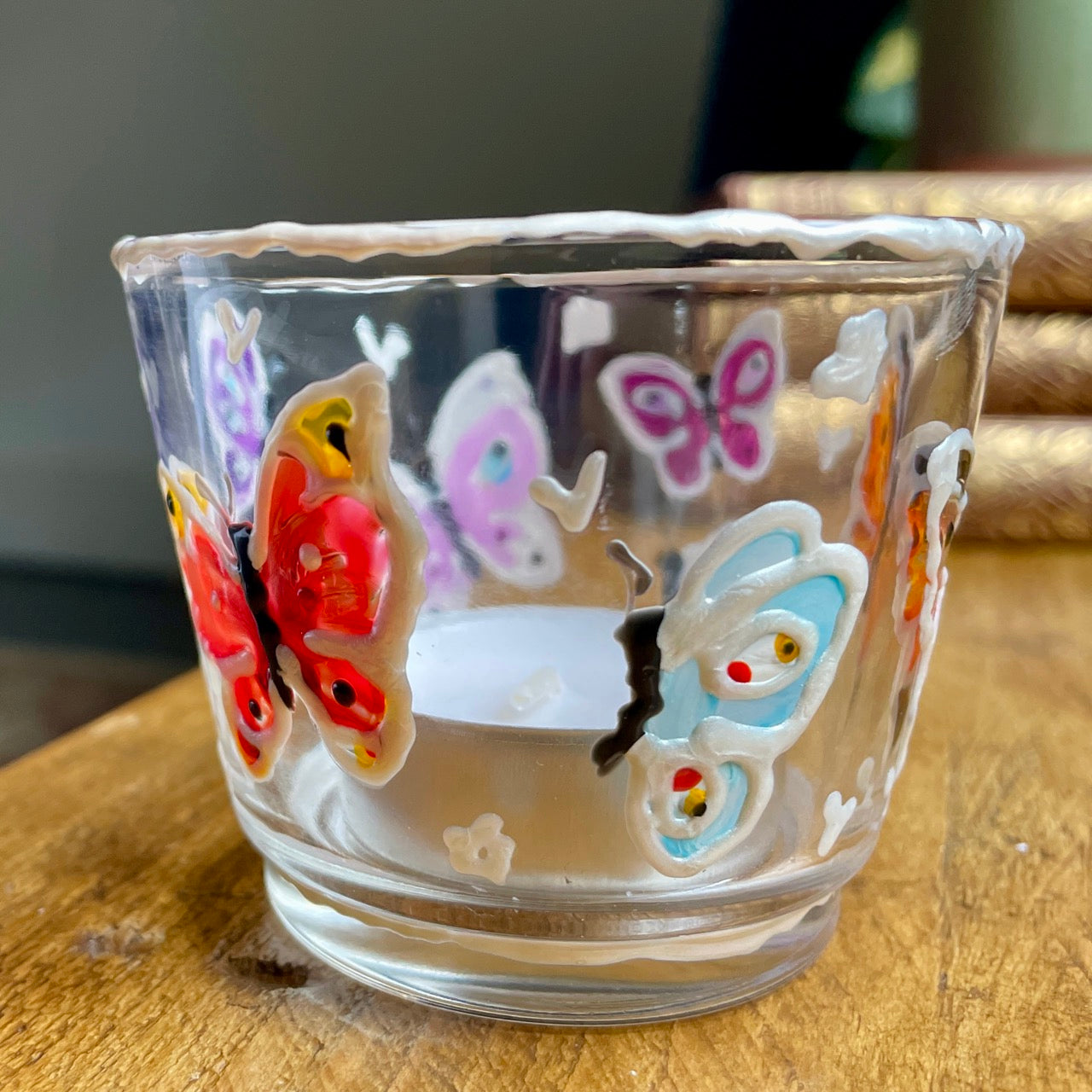 Rainbow butterfly~ Tealight candleholder