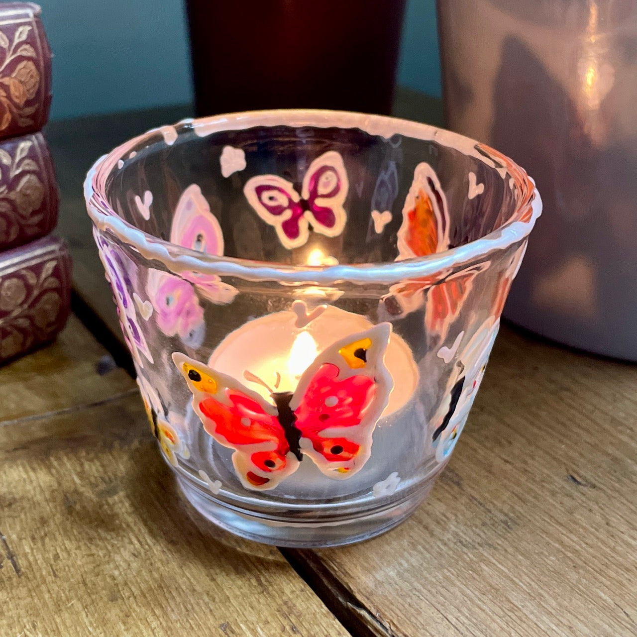 Rainbow butterfly~ Tealight candleholder