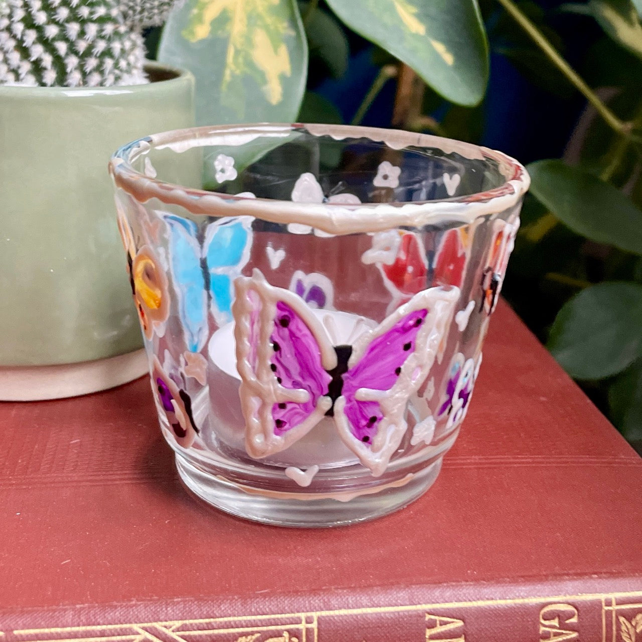 Rainbow butterfly~ Tealight candleholder