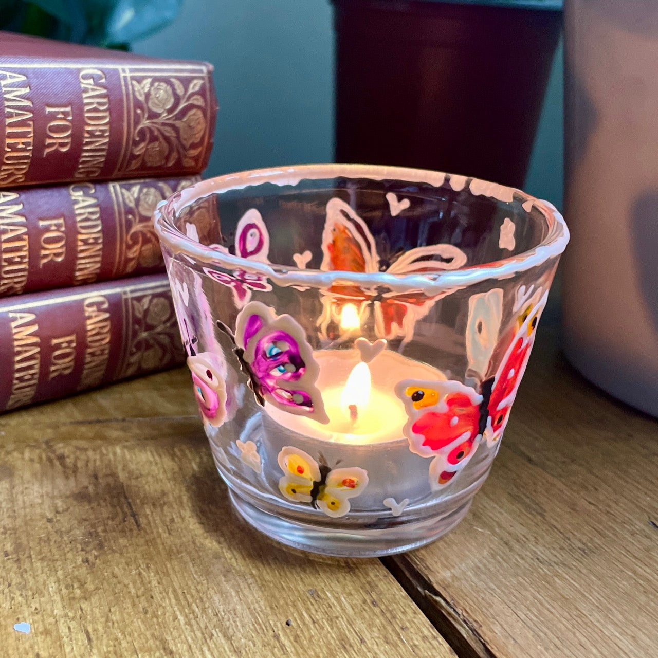 Rainbow butterfly~ Tealight candleholder
