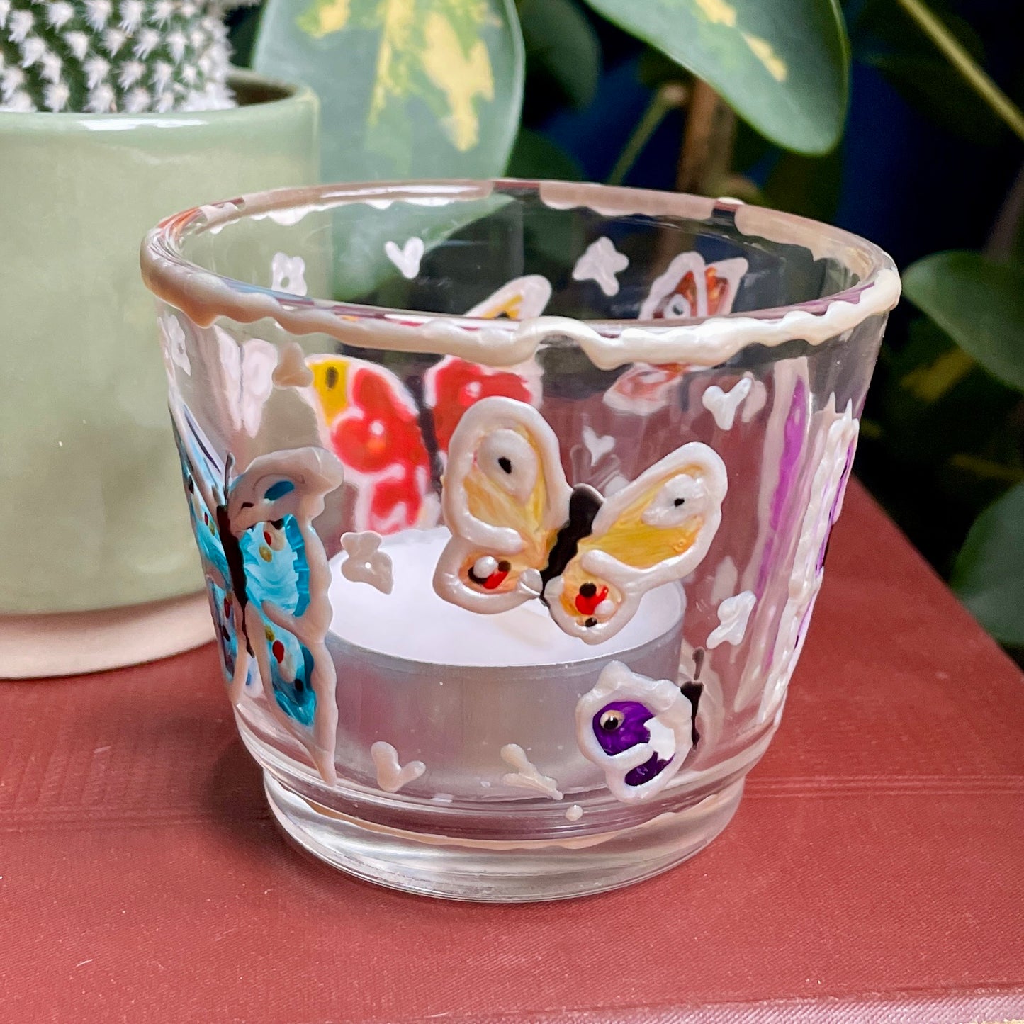 Rainbow butterfly~ Tealight candleholder