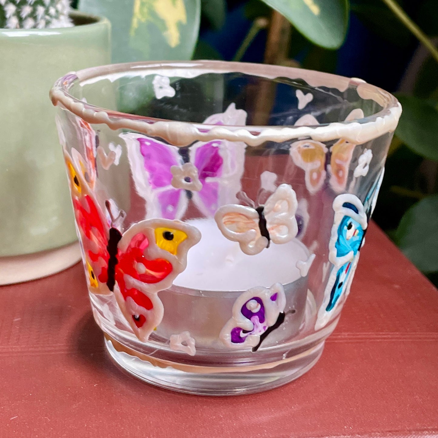 Rainbow butterfly~ Tealight candleholder