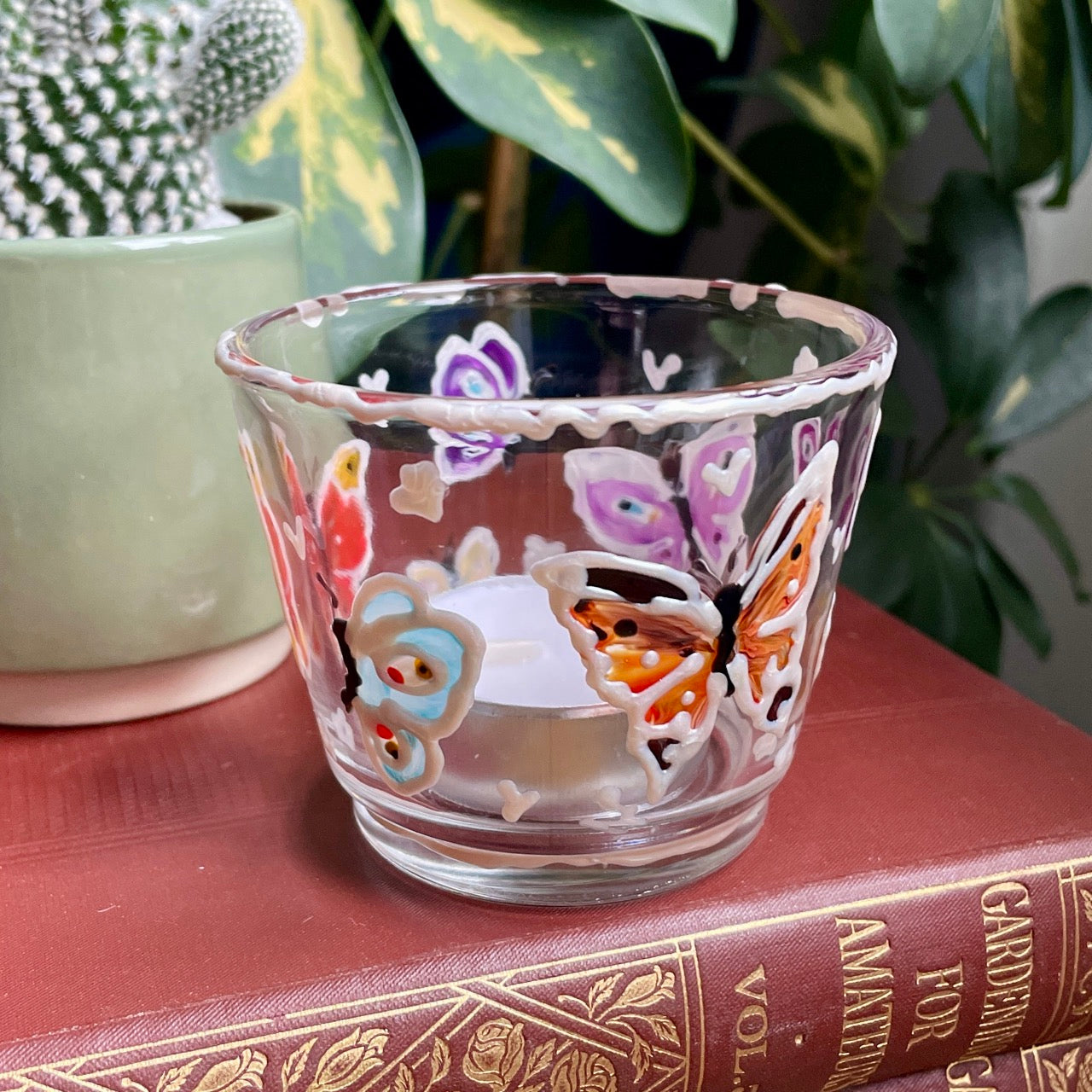 Rainbow butterfly~ Tealight candleholder