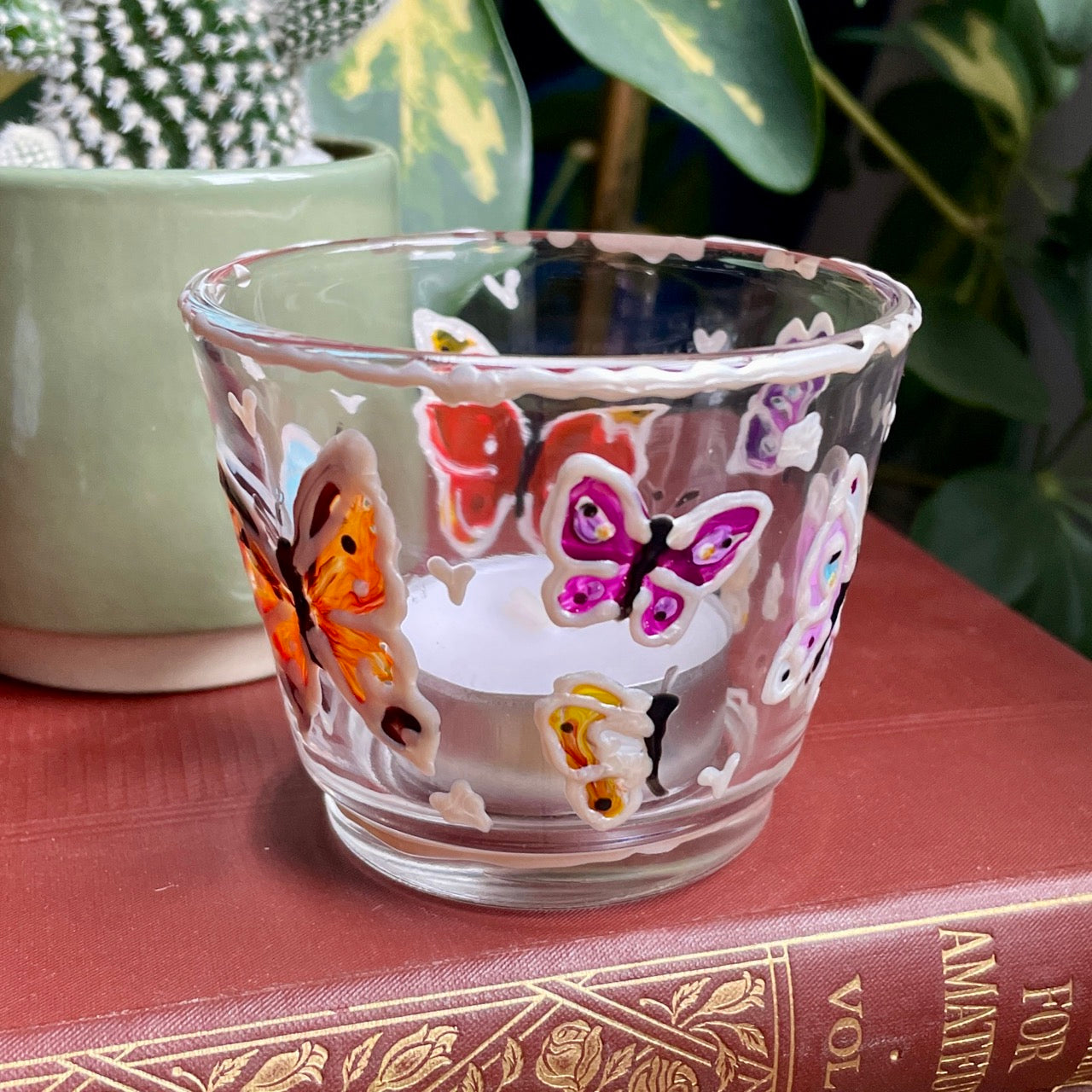 Rainbow butterfly~ Tealight candleholder