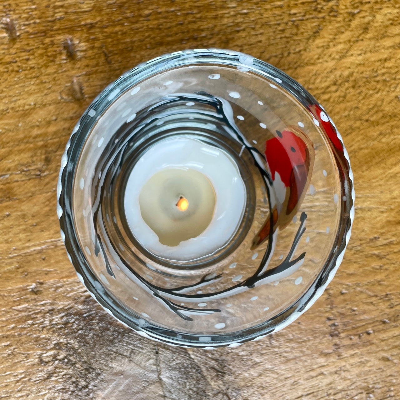 Robin in snow~ Tealight candleholder