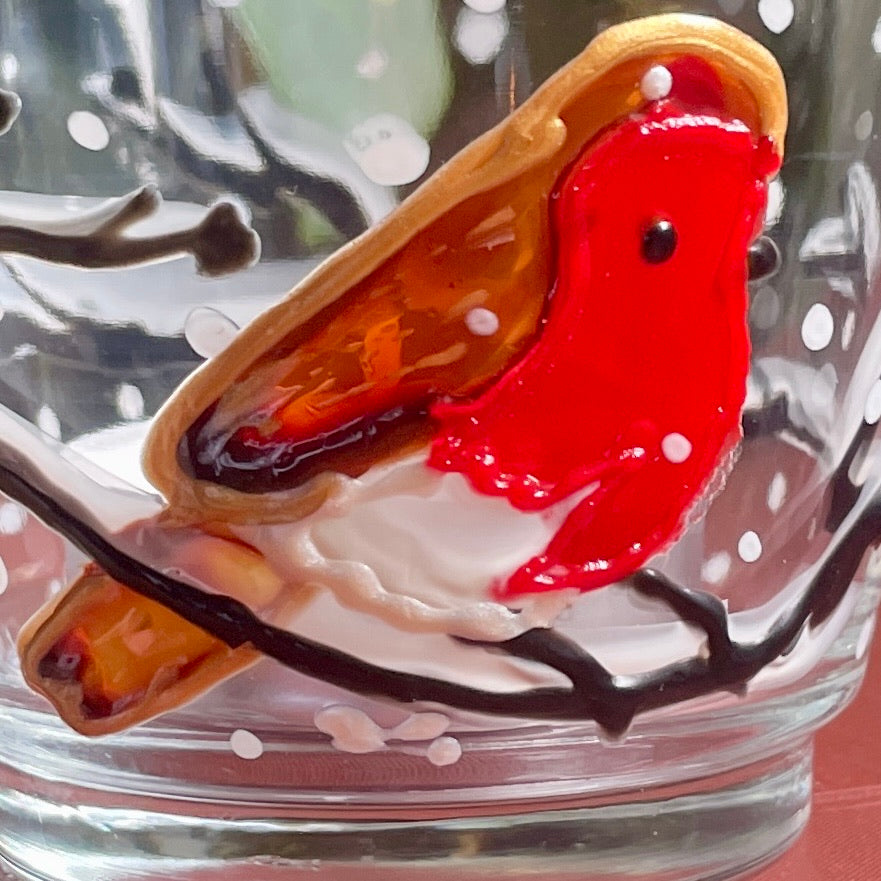Robin in snow~ Tealight candleholder