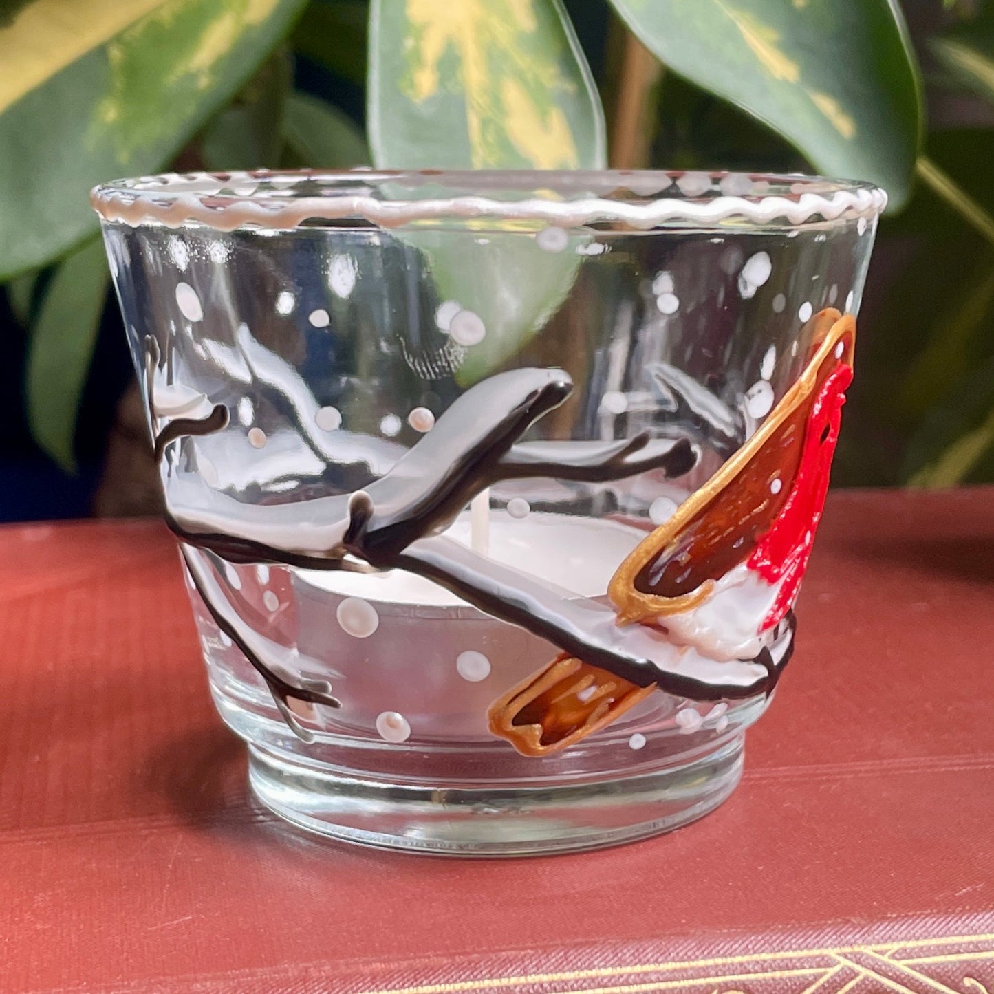 Robin in snow~ Tealight candleholder