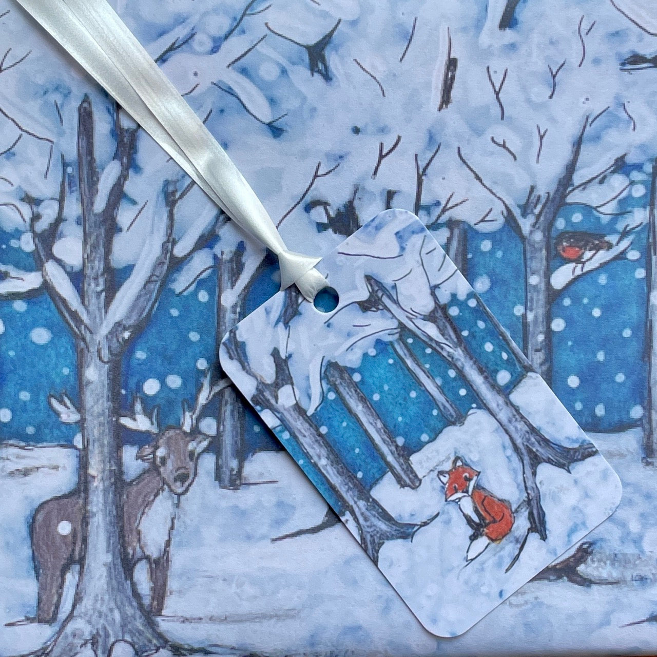 Wintertime gift wrap & Fox tag
