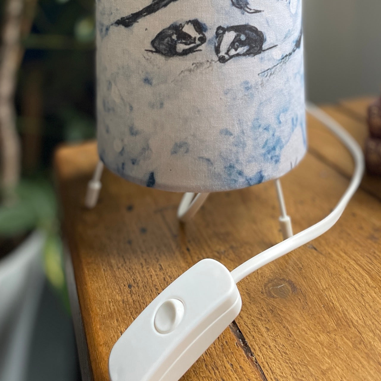 Wintertime with Badgers~ One of a kind fabric table lamp