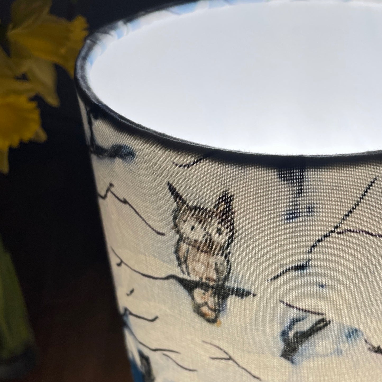 Wintertime with Badgers~ One of a kind fabric table lamp