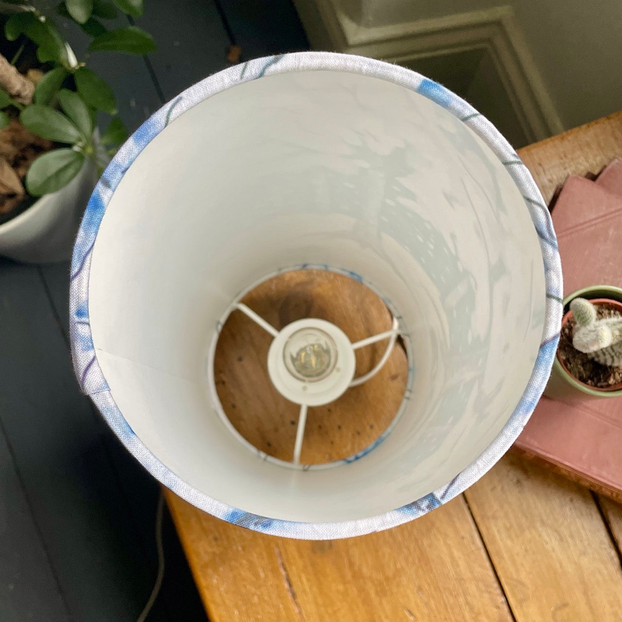 Wintertime with Badgers~ One of a kind fabric table lamp