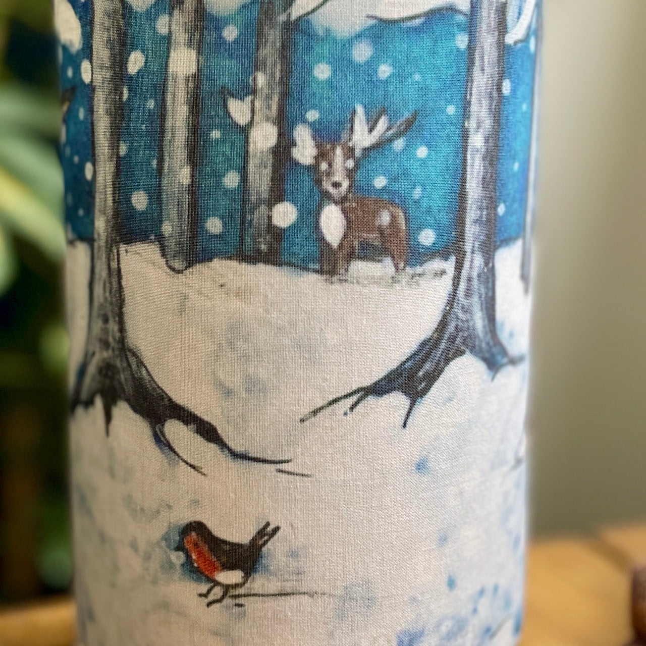Wintertime with Badgers~ One of a kind fabric table lamp