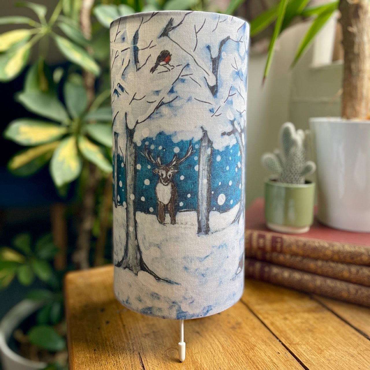 Wintertime Reindeer~ One of a kind fabric table lamp