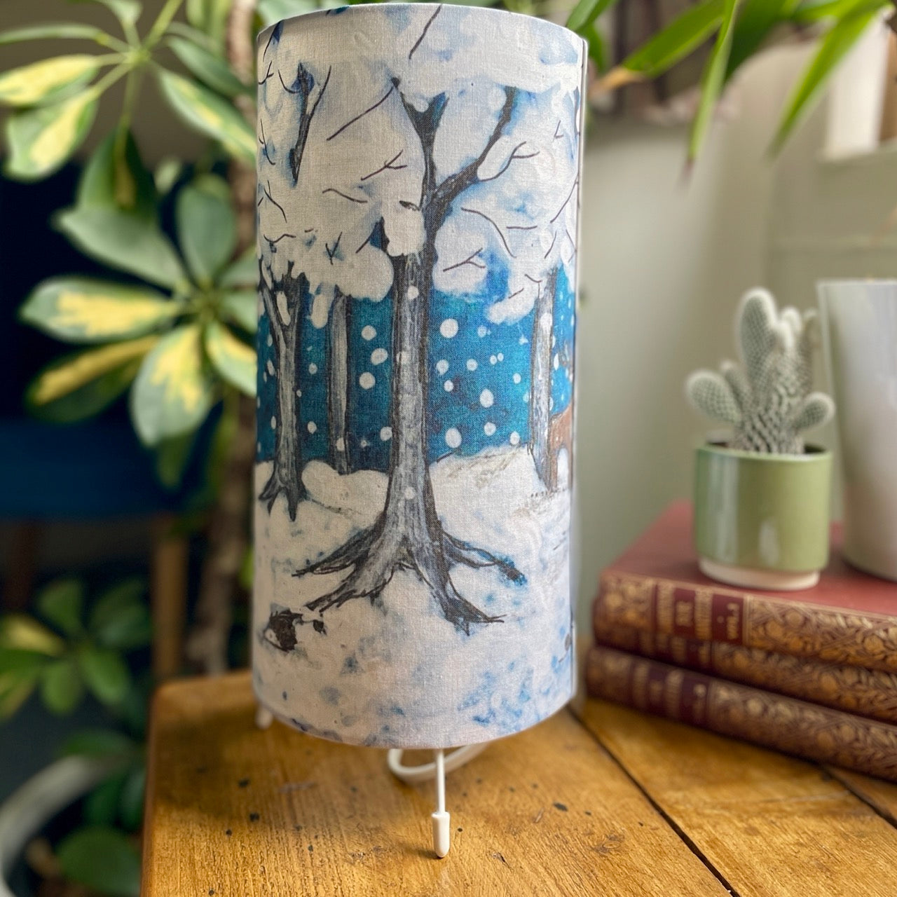 Wintertime Reindeer~ One of a kind fabric table lamp