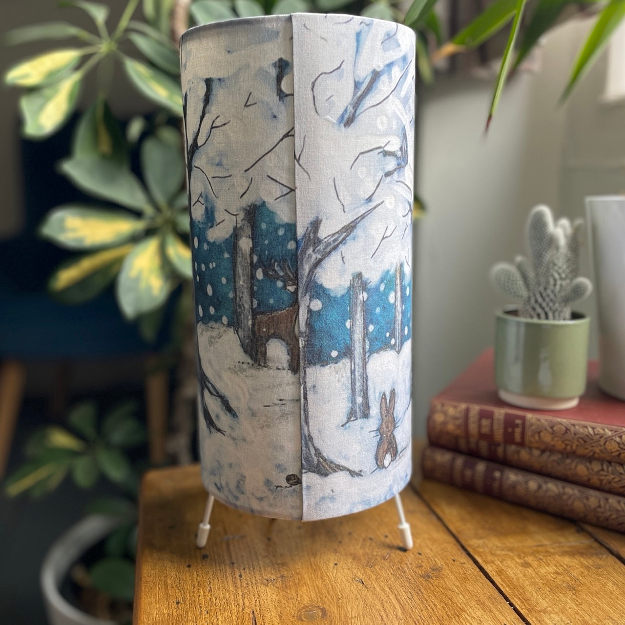 Wintertime Reindeer~ One of a kind fabric table lamp