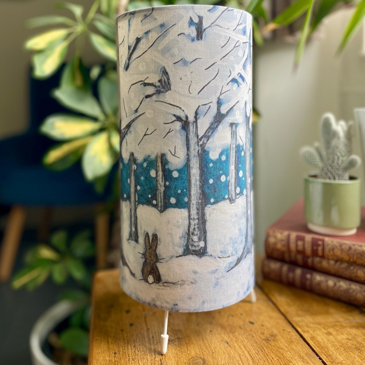 Wintertime Reindeer~ One of a kind fabric table lamp