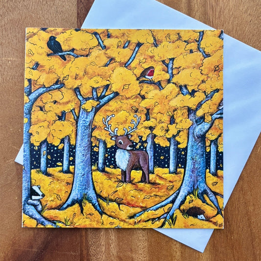 Card~ Yellow; Reindeer